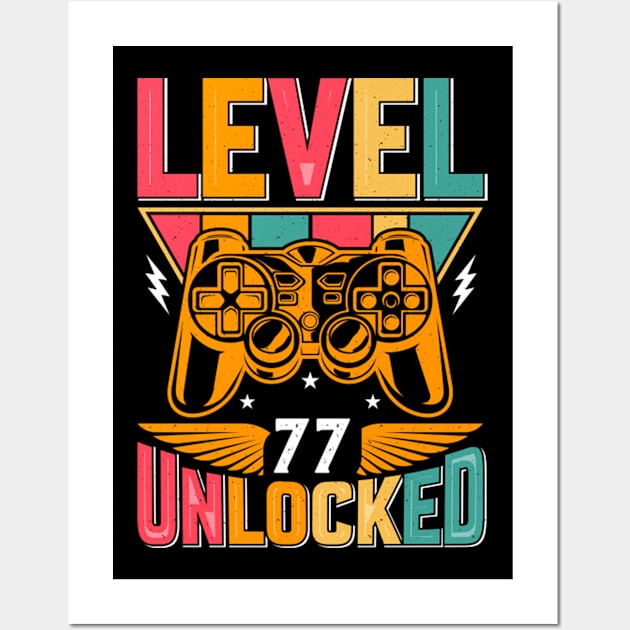 Level 77 Unlocked Awesome Since 1946 Funny Gamer Birthday Wall Art by susanlguinn